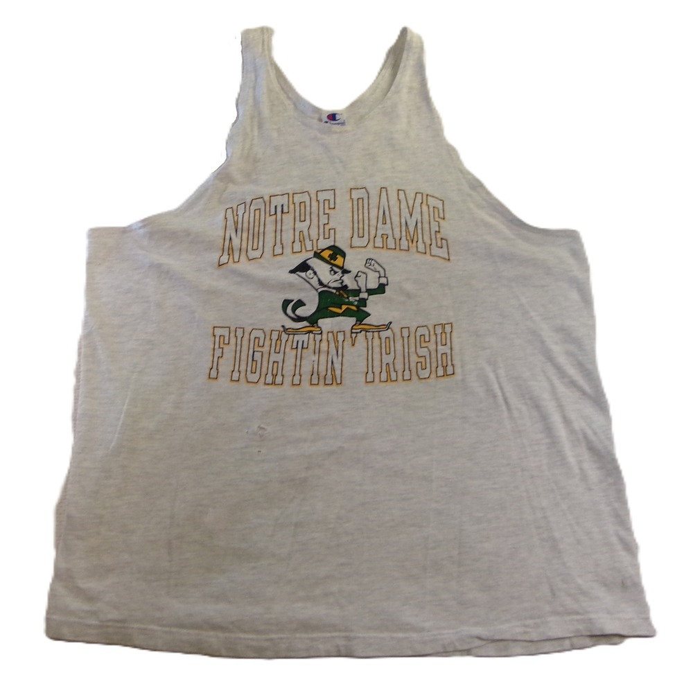 Champion Mens XXL Tank Top Gray Notre Dame Fightin Irish Vintage Made in USA